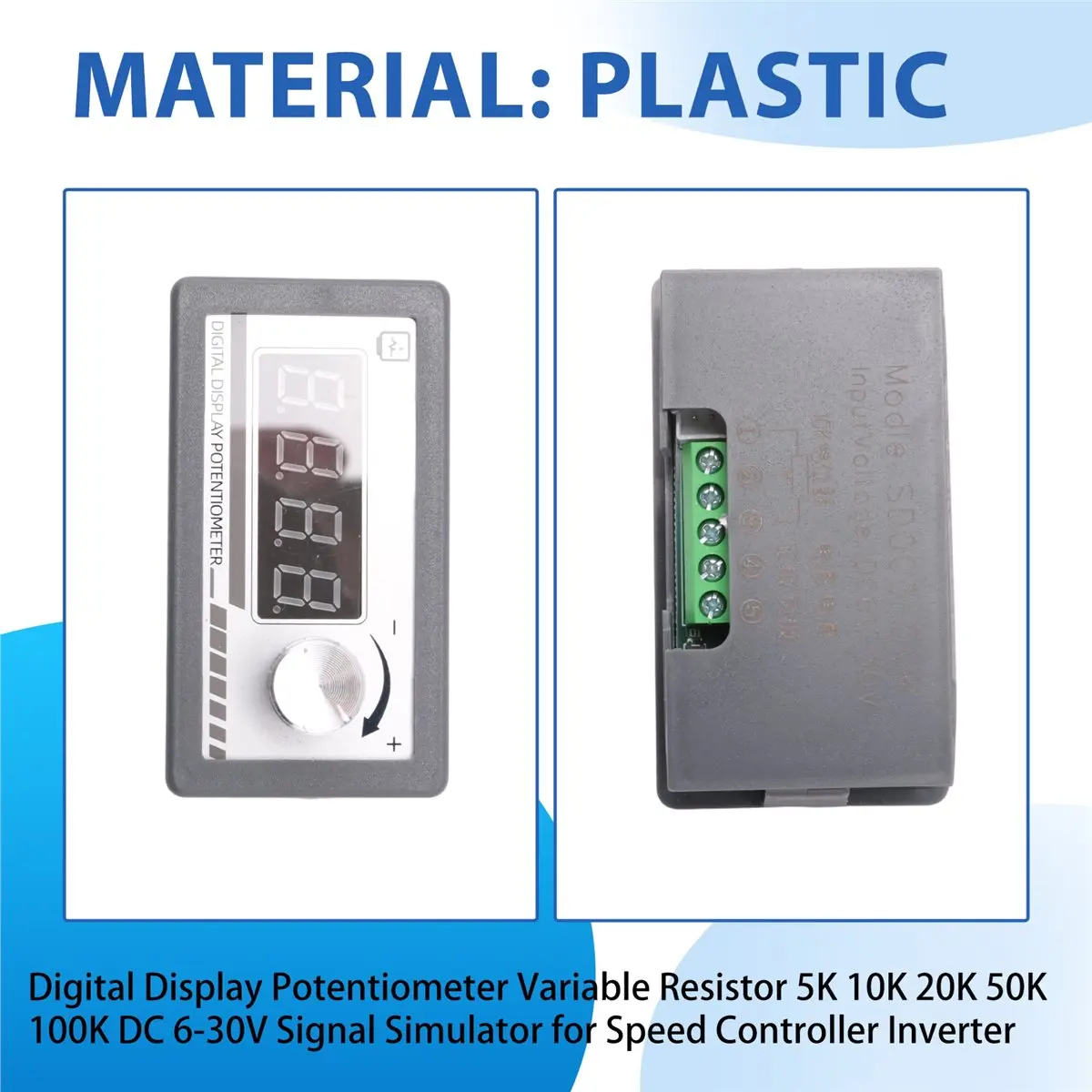 popop Digital Display Potentiometer Variable Resistor 10k Ω Resistance Signal Simulator for Speed Controller Inverter
