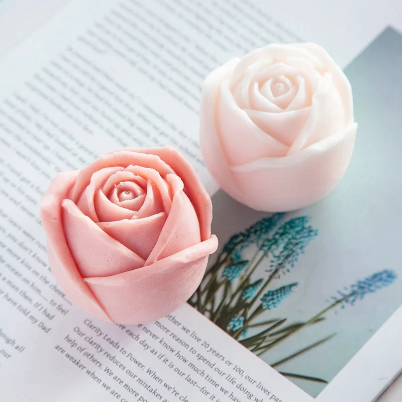 Valentine Day Flower Candle Molds Soft Silicone Rose Molds  Fondant Cake Mould Soap Jelly Ice Chocolate Decoration Baking Tool