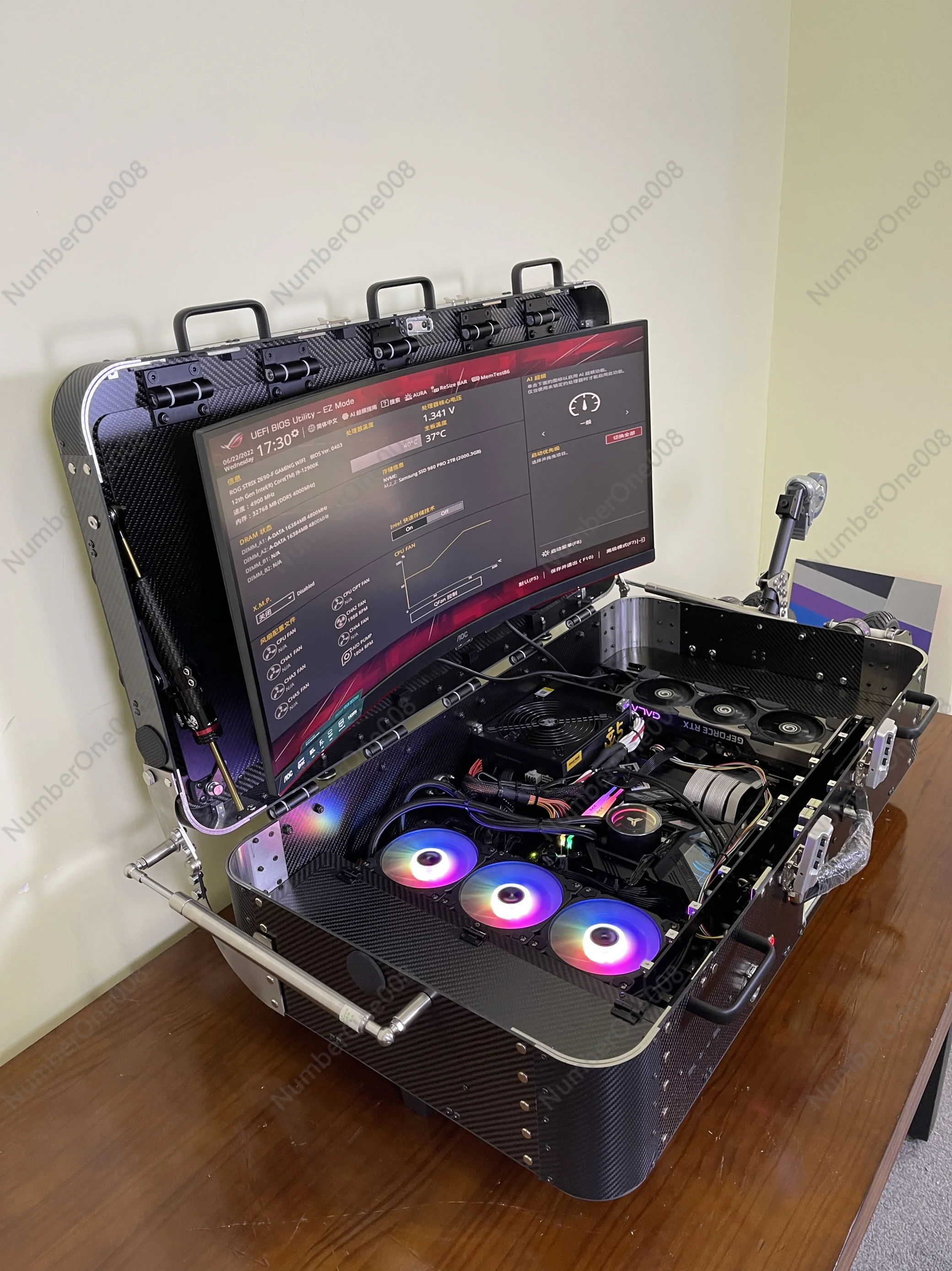 Lukos 34-inch Curved Screen Full-size Water-cooled ATX Custom 5090 Computer Desktop Tie Rod Mobile Chassis