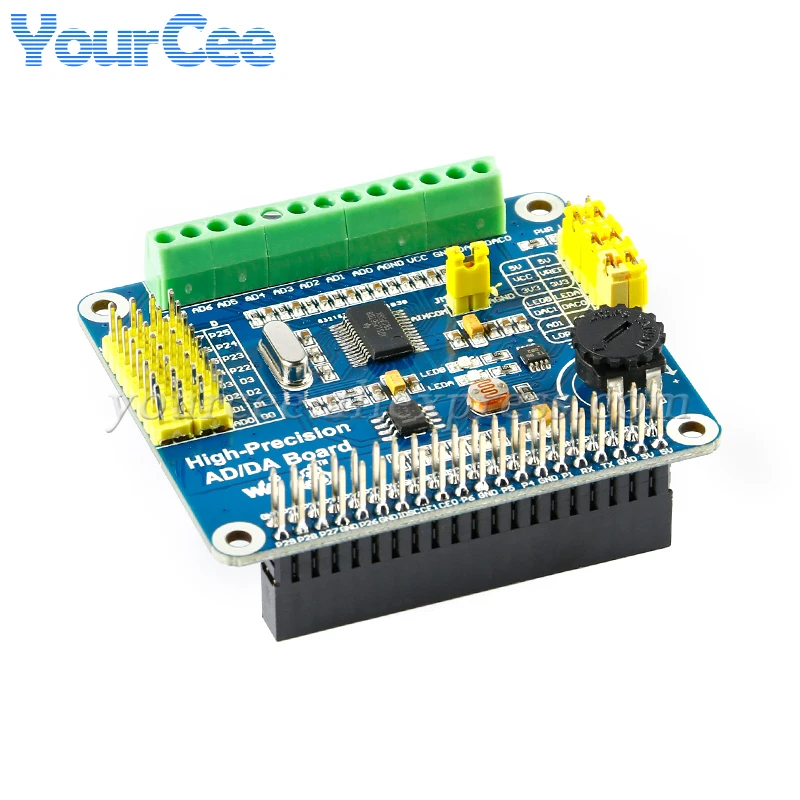 High-Precision AD/DA Digital Analog Module Raspberry Pi Expansion Development Pi 3B+/4B Onboard