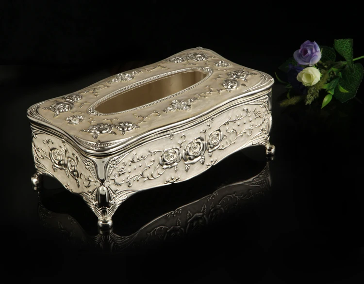 Alloy Epoxy Metal Tissue Box Napkin Paper Box Pumping Paper Box Hotel Home Decoration Ornament