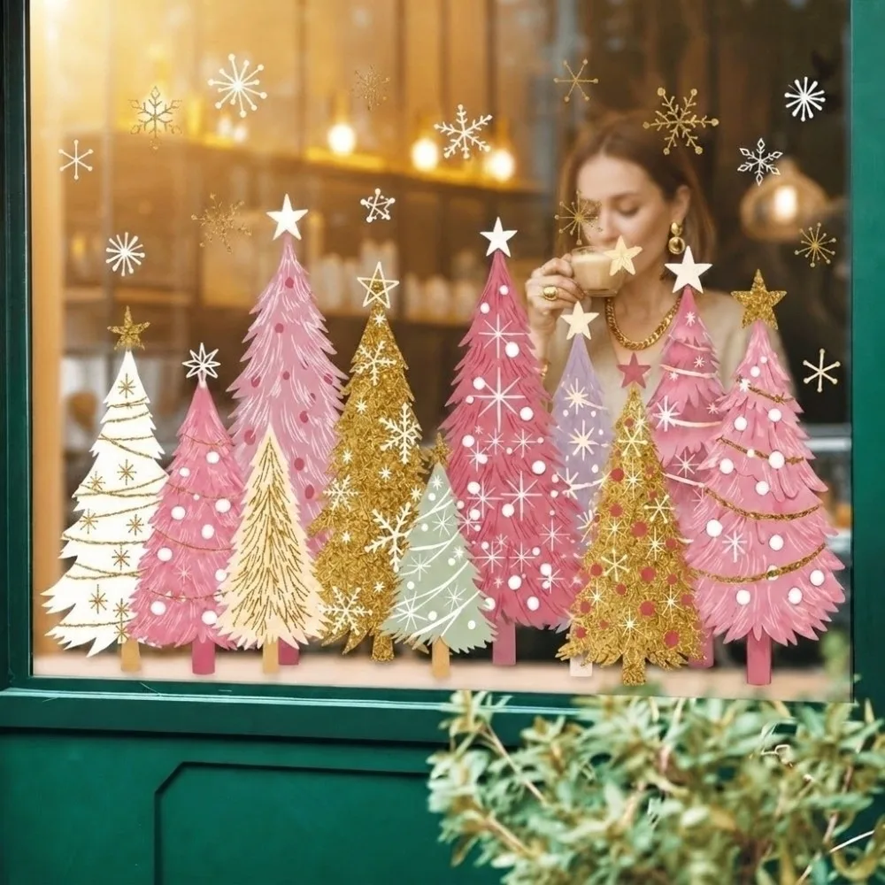 New Reusable PVC Material Christmas Window Clings No-Glue Snowflake Pattern Static Stickers No-Adhesive Static Glass Decals Wall