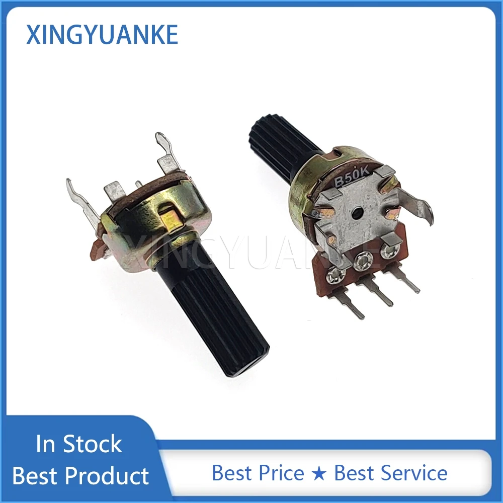 10PCS 121 Type Potentiometer B10K B20K B50K B100K Single Link Vertical 3-Pin Audio Volume Adjustment Switch Flower Shaft 15MM