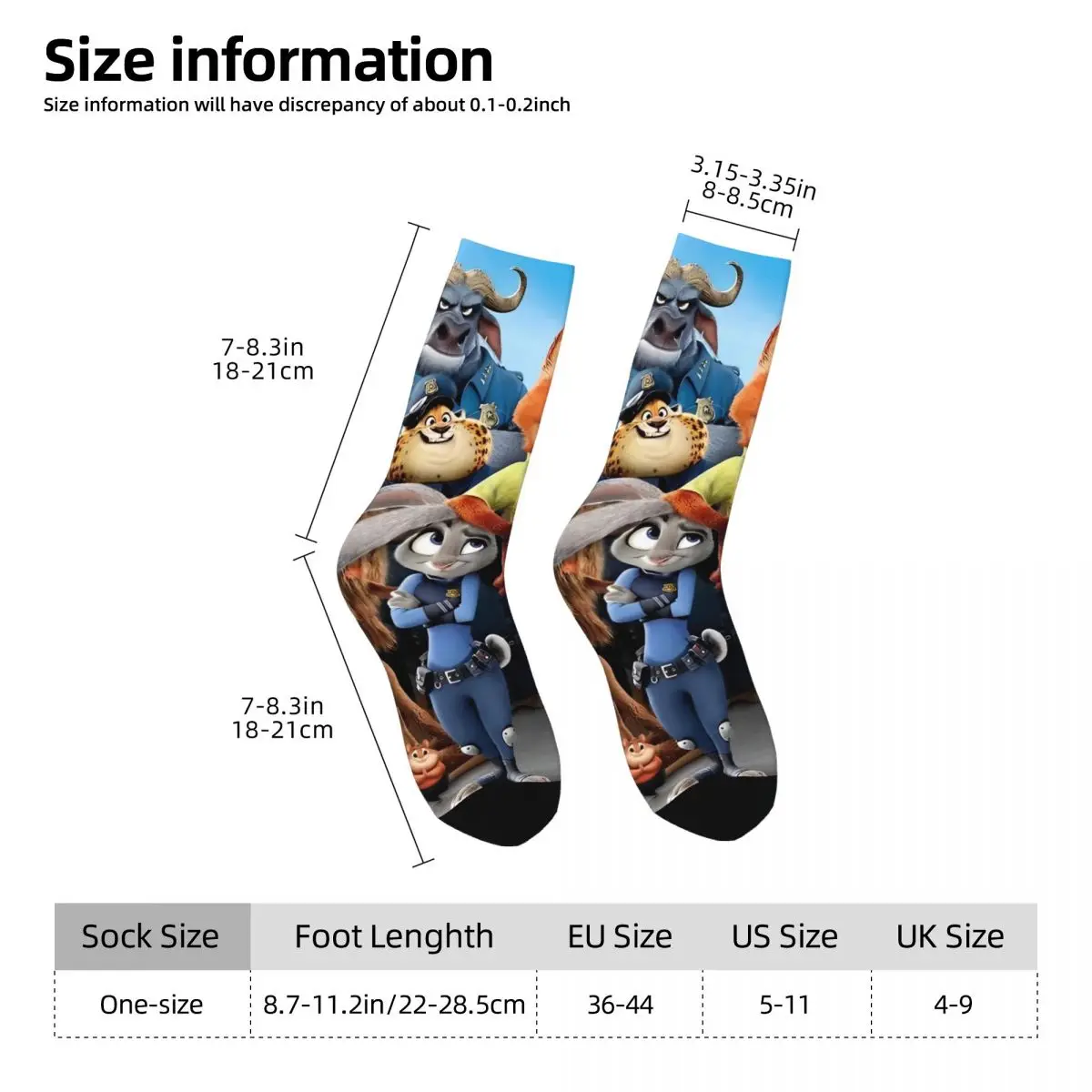 Zootopia Judy And Nick Beauty Cartoon Art Socks Kawaii Stockings Couple Soft Outdoor Sports Socks Winter Design Anti-Slip Socks