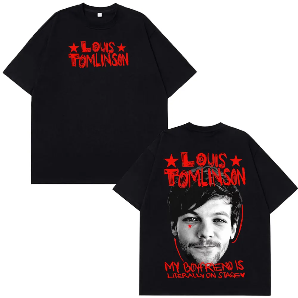 Camiseta con estampado del póster de la gira How Die We Get Here de Louis Tomlinson, para hombre y mujer, de algodón, nueva, de verano, estilo Harajuku, oversize.