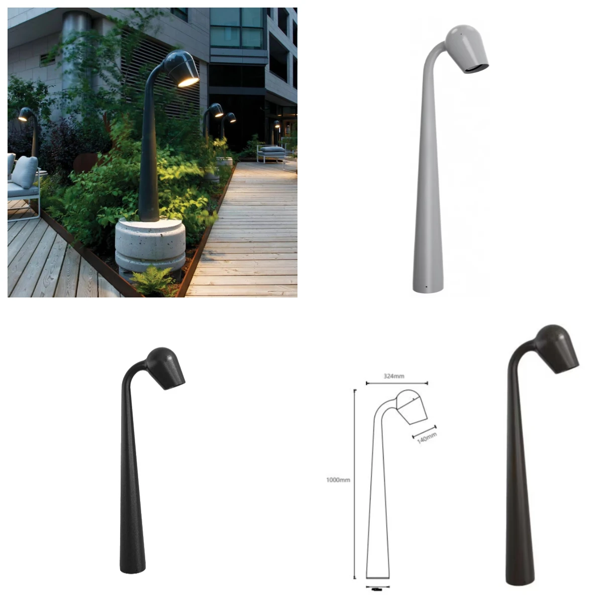 

LED Garden Lighting Pole Light IP65 European Style Path Lights Black Aluminum 20w COB Street Bullet Lamp Led Landscape Bollards