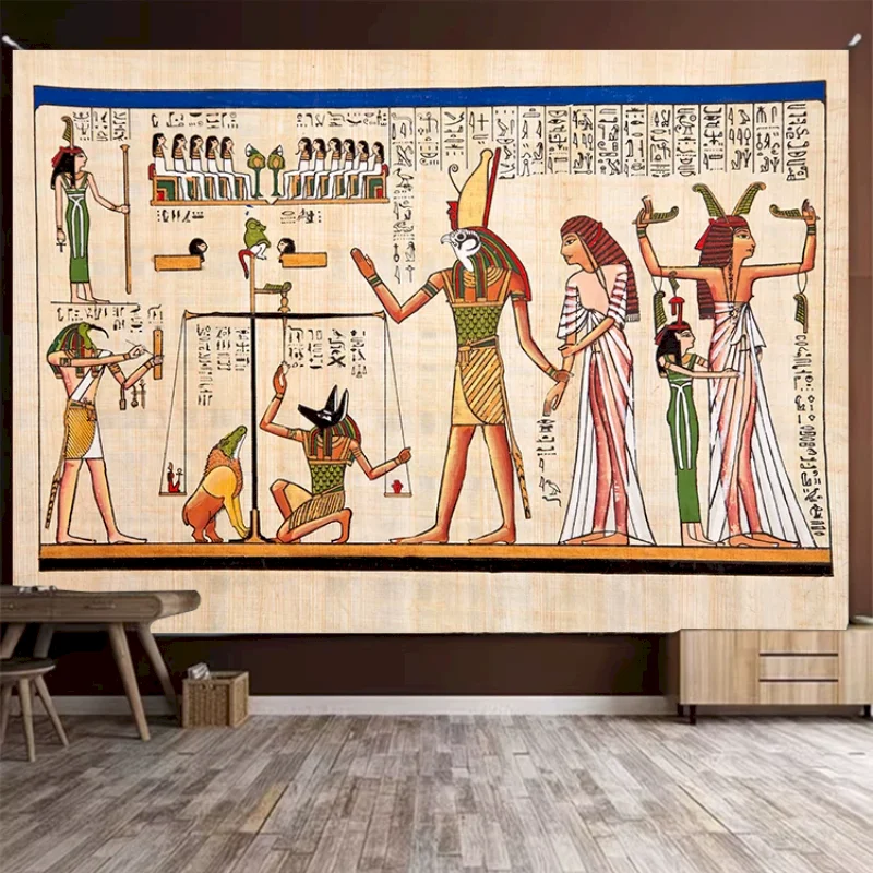 VIKAMA Egyptian Tapestry Wall Hanging Papyrus Pharaoh Judgment Ancient Mythology Colorful Wall Hanging Decor