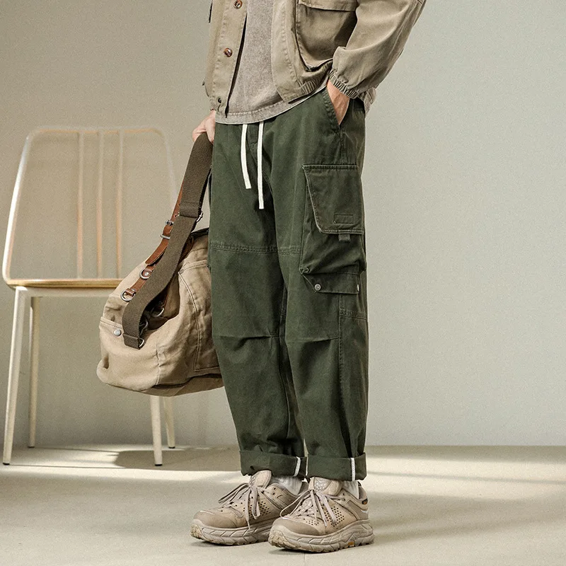 

Men's new cargo cotton functional fashion cargo casual pants multi-pocket loose small straight leg Haren pants