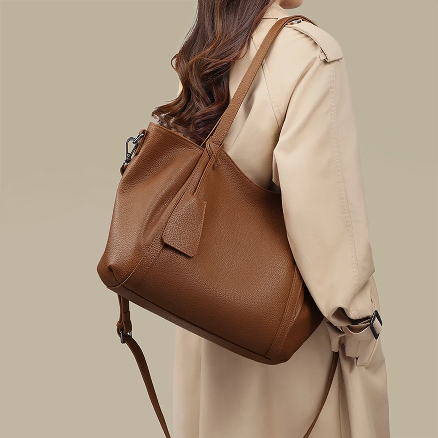 Women Luxury Light Luxury Genuine Leather Tote Bag, New Multiway Handbag Shoulder Crossbody Bag For Daily Work