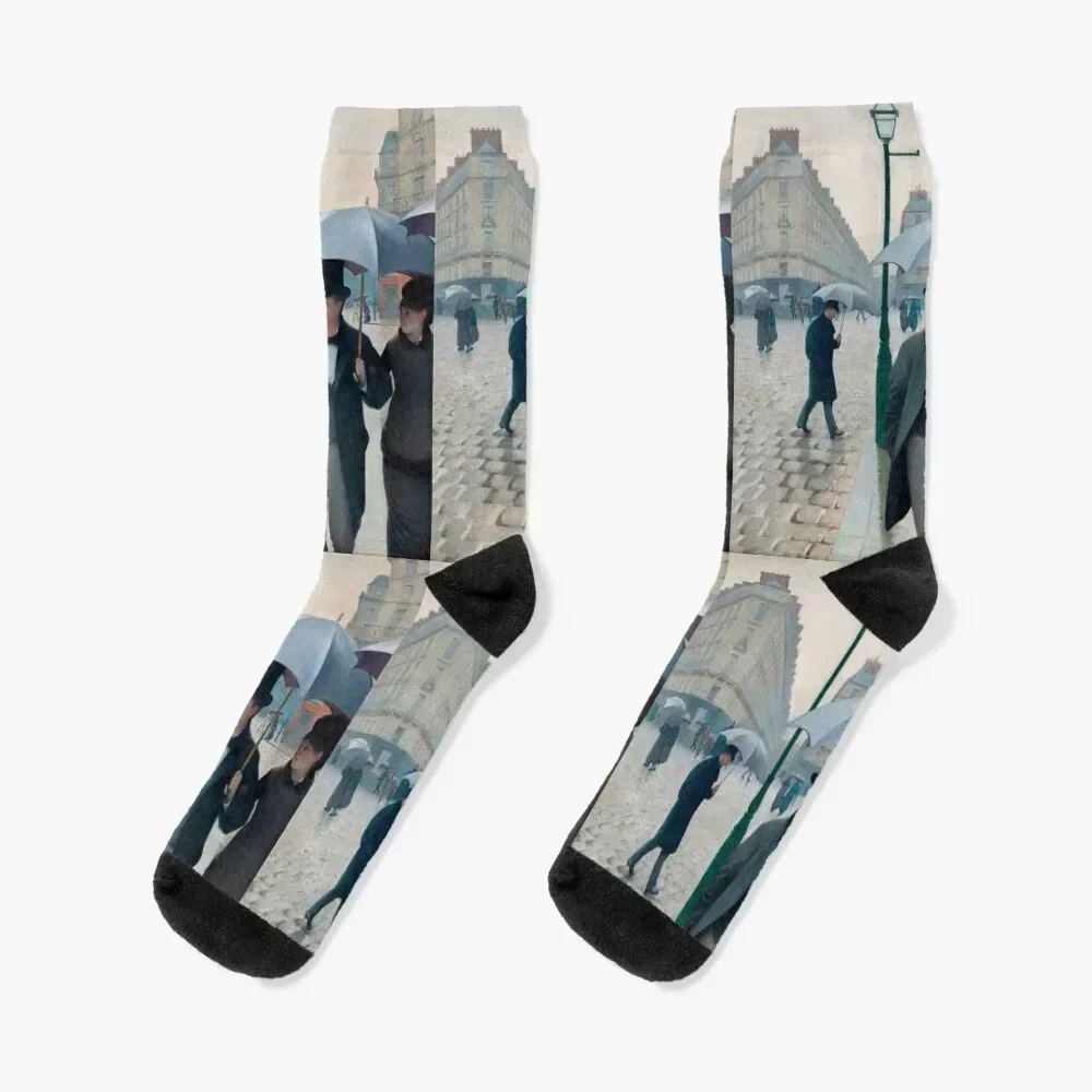 Paris Street Rainy Day Socks sports and leisure cute custom colored Socks Female Men's