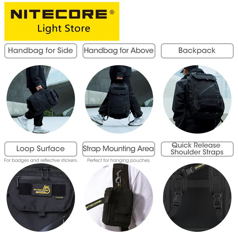 Nitecore BP23 23L Waterproof Commuter Backpack Overnighter Trekking Fishing Sport Travel Backpacks 600D for 15.6in Laptop Tablet