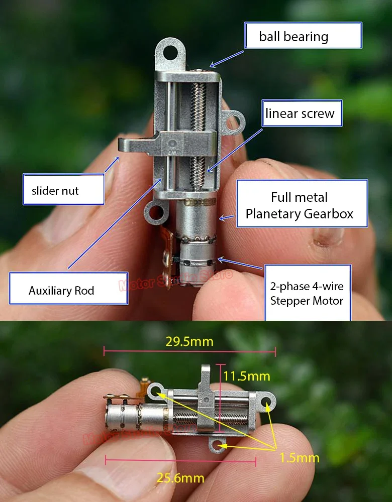 Micro Tiny 5mm Precision Planetary Gearbox Gear Stepper Motor DC5V 2-phase 4-wire Linear Screw Metal Slider Block Nut DIY Camera