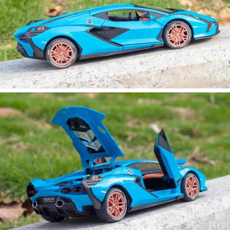 1:24 Sian FKP37 coche deportivo de aleación modelo Diecasts Metal juguete coche modelo simulación sonido luz colección regalos para niños
