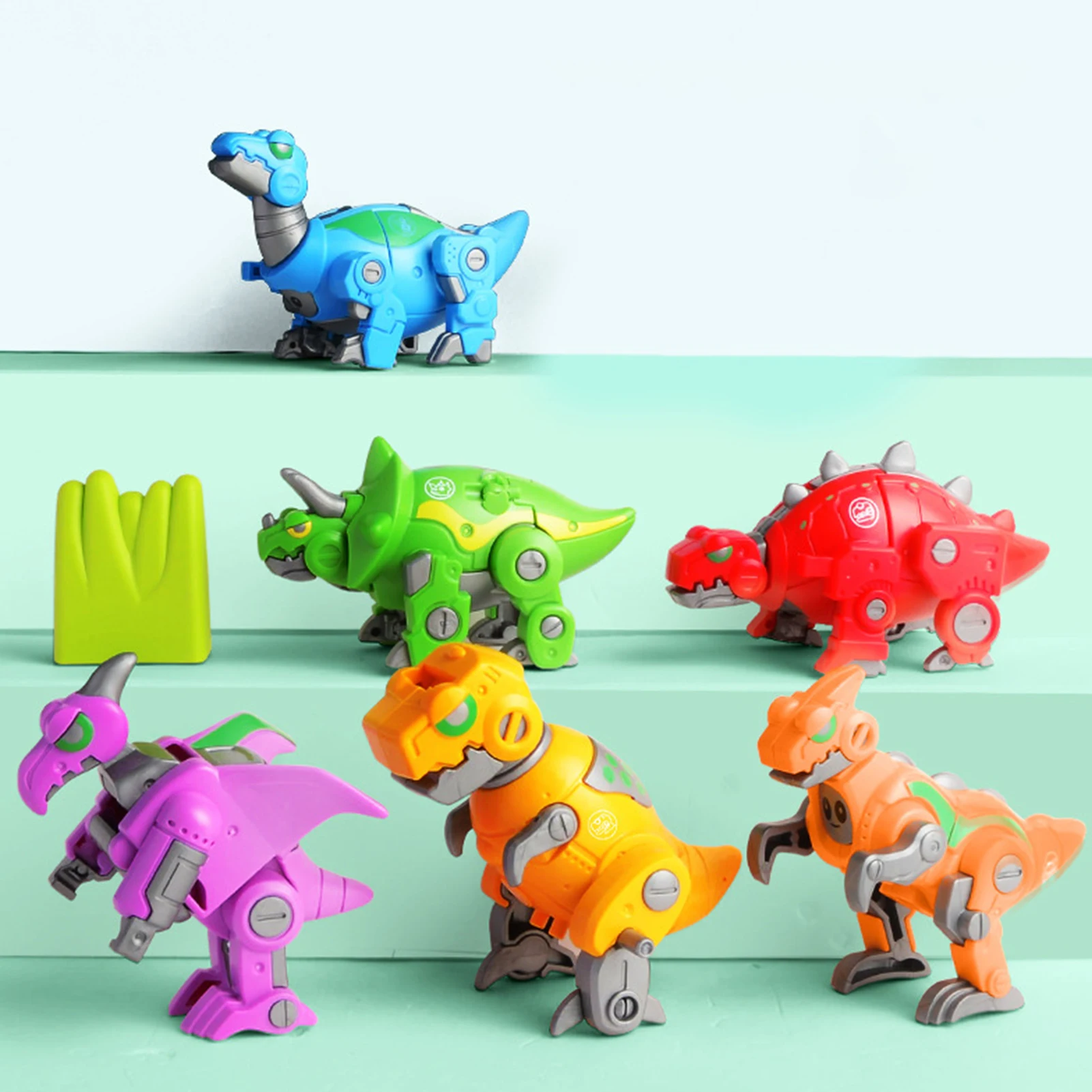 6 pçs montagem dinossauro deformação conjunto brinquedos para crianças mecha robô transformação modelo kits crianças meninos brinquedos educativos presente