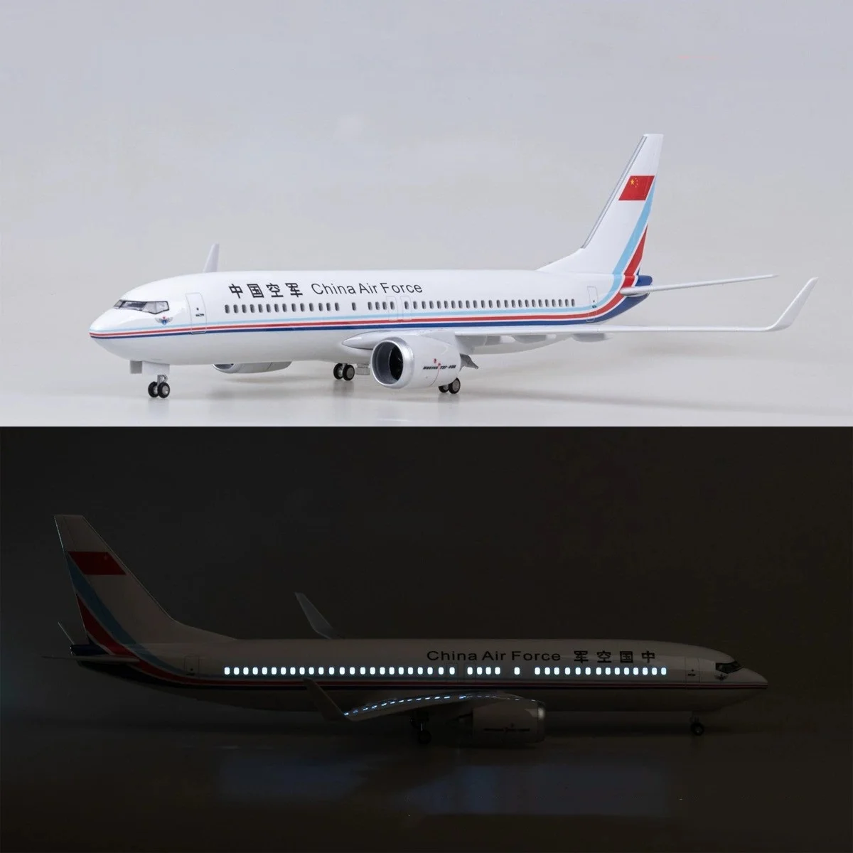 

47cm airplane toy Model B737 China Air Force Aircraft Diecast 1/85 Scale Resin Replica With Lights High-End Collectible Gifts
