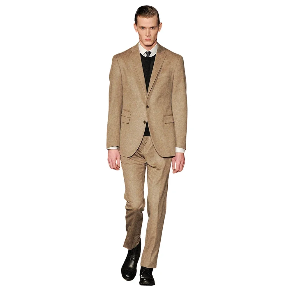 

2025 Fashion New Trend Men Black 2 Piecs Suits Jacket Pants Single Breasted Peak Lapel Business Casual Formal Male Clothing