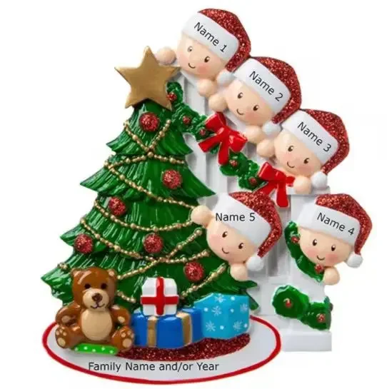 Customized Name Santa Claus Family Resin Christmas Day Pendant Laser Engrave Blessings Accessory Tree Socks Snowman Bear Gifts