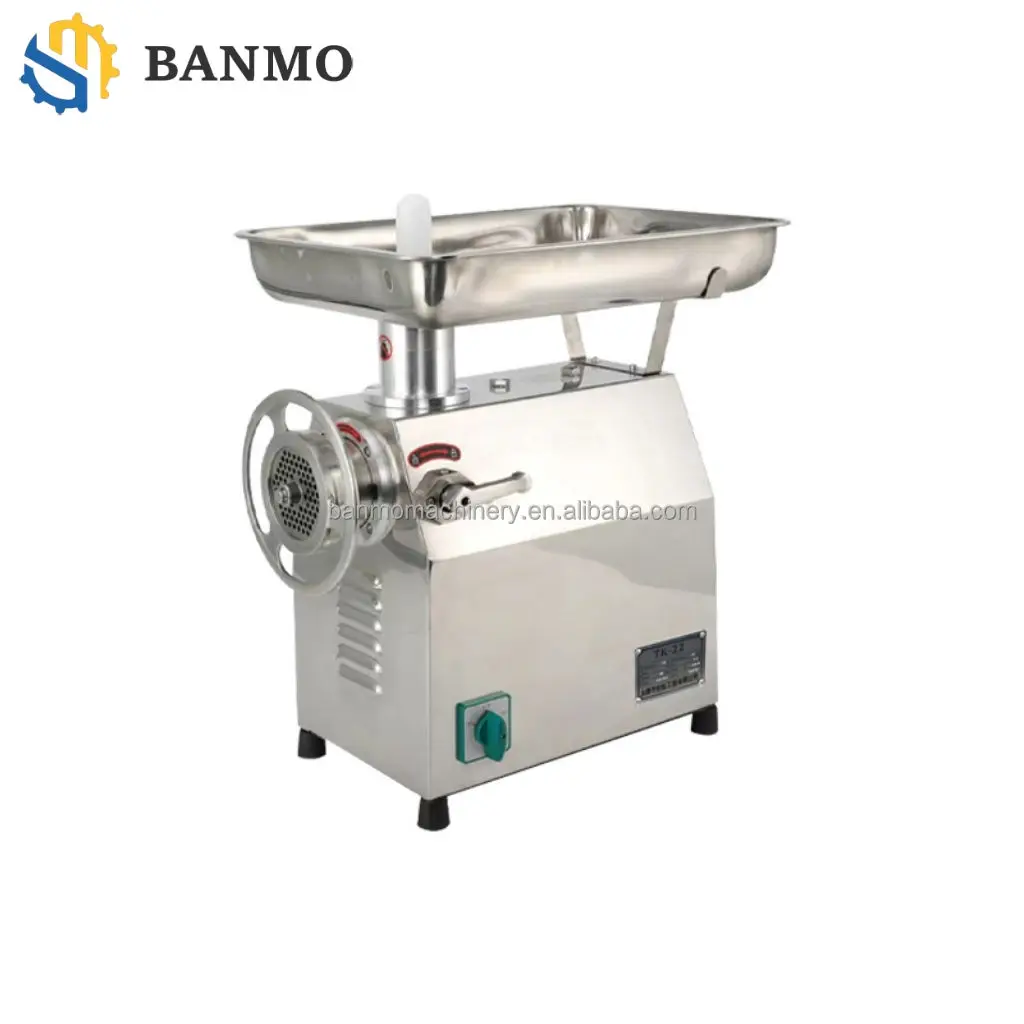 BANMO 1200W Commercial Electric Meat Grinder Stainless Steel Meat Mincer Machine for Beef Pork Chicken Processing Restaurant Use