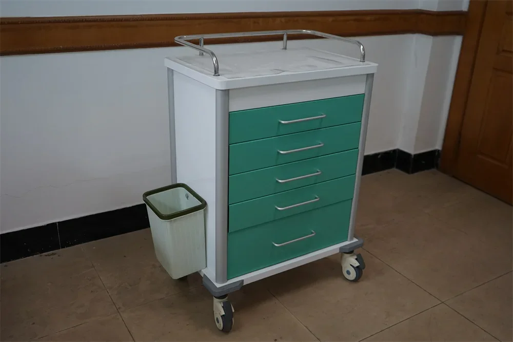 YFN-005 Medical Medicine Trolley Clinic Crash Cart on Wheels