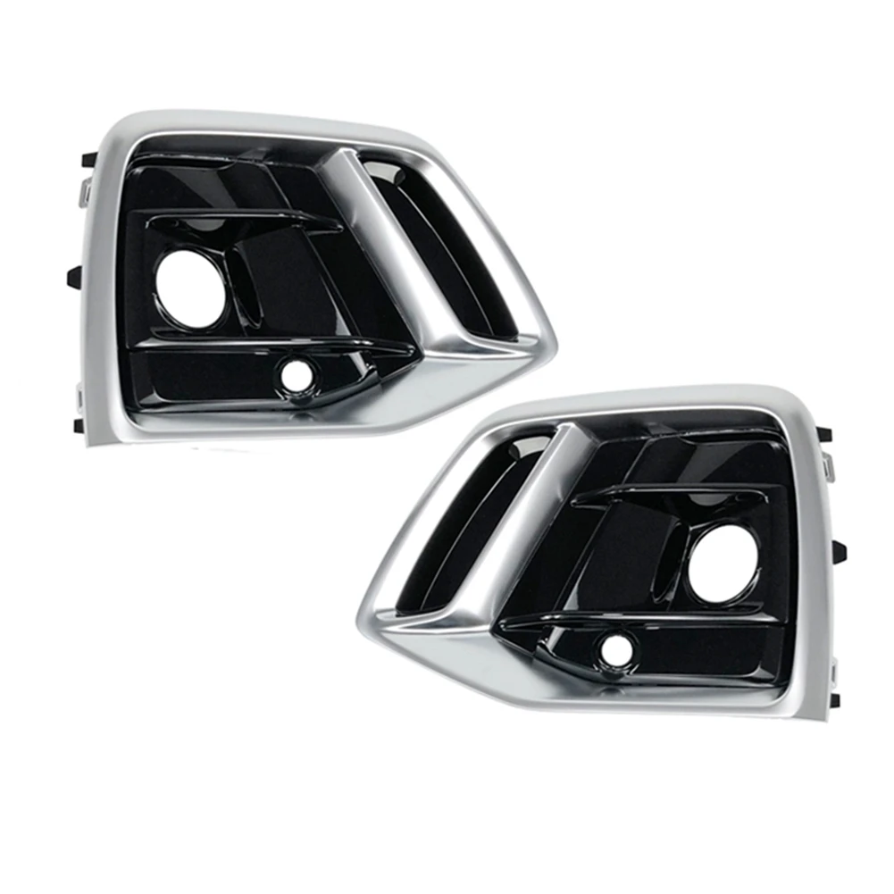 1Pair Car Silver+Black Front Bumper Fog Light Cover Bezel Racing Grille with ACC Hole for Audi Q5 2021