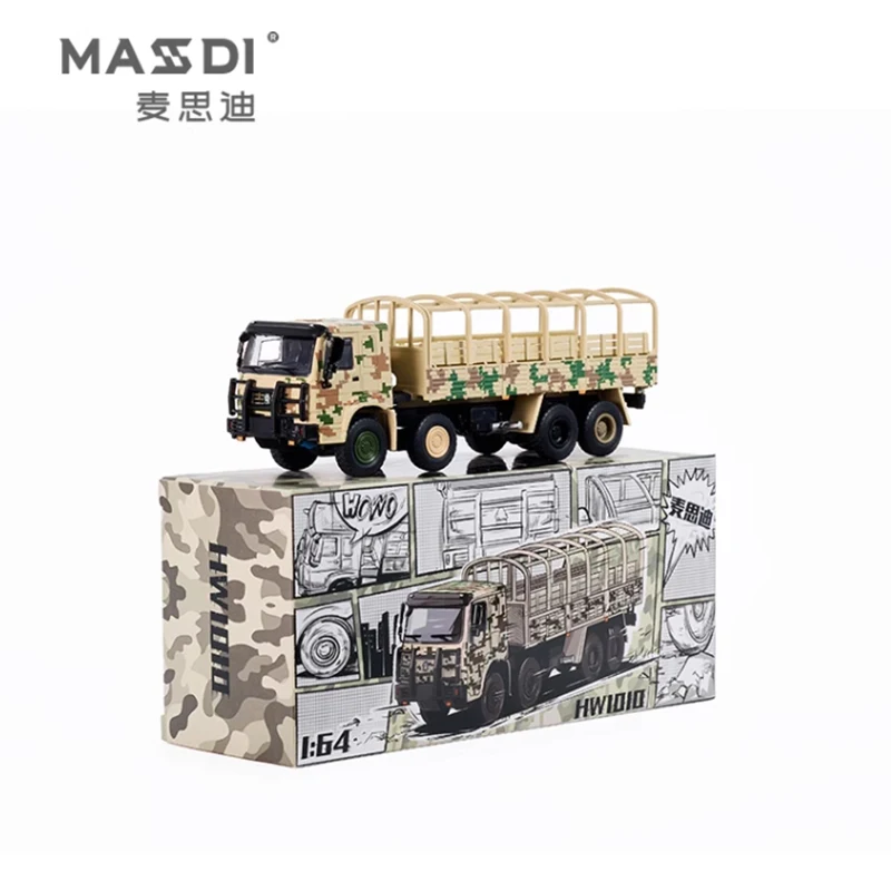 

Diecast 1:64 Scale Haowo Truck Desert Camouflage Alloy Car Model Finished Product Simulation Toy Collection Gift Static Model