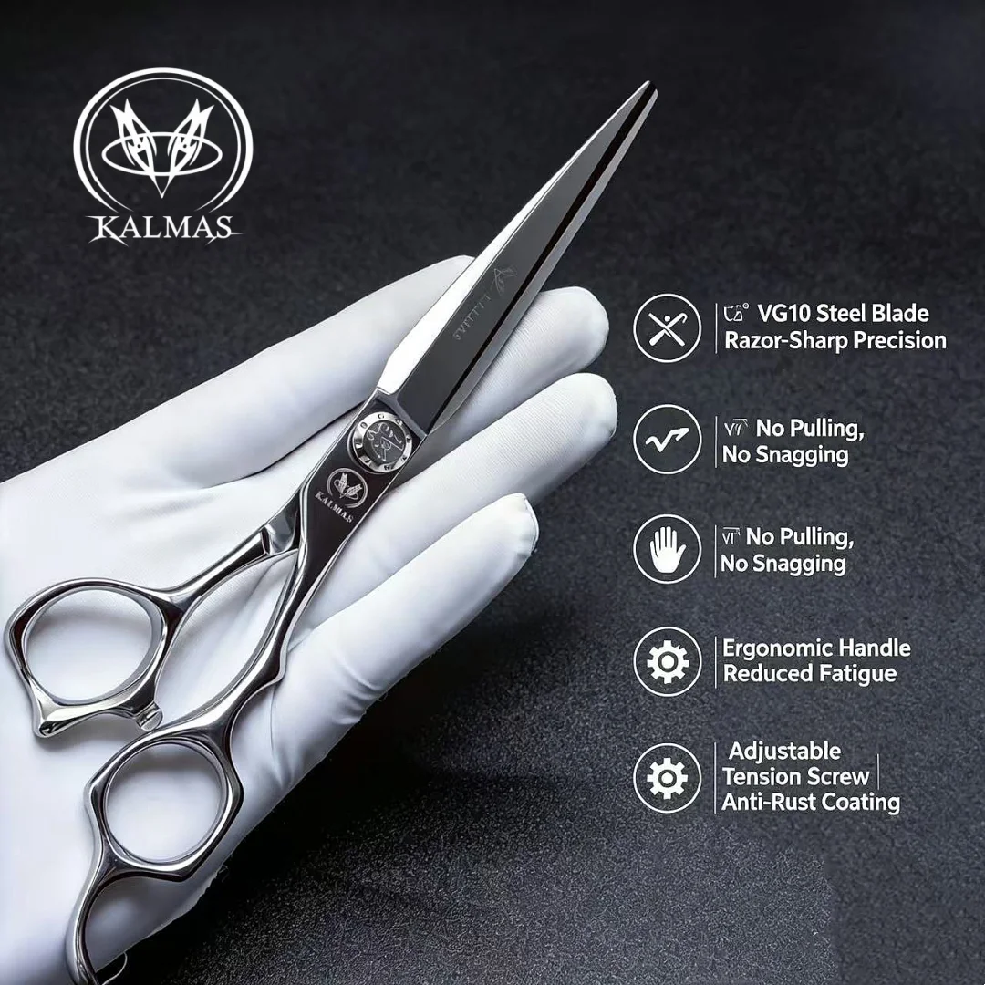 

KALMAS Professional Hair Clipper 7-inch VG10 Steel Sharp BladeHigh-Quality Hair Trimmer Specifically Designed forHairdressers