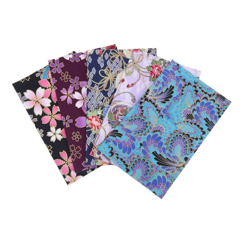 5PCS Japanese Bronzed Cotton Printed Patchwork Fabric Quilting Material For Sewing Dolls And Bags Needlework Accessories 20x25cm