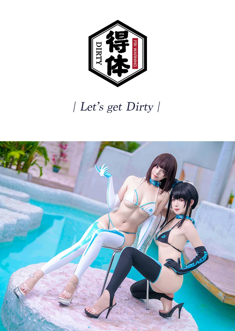 2024 Dirty tech Original Racing Girl zwei dimensionale kyberne tische Bikini sexy Badeanzüge Kostüm zweiteilige Set Schals Socken – Detail 1