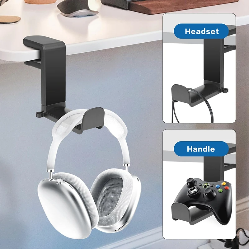 No Punch Gaming Headphone Stand Headset Hook Holder, Hanger Mount with Adjustable 360° Rotating Arm Clamp, Desk Mount Universal