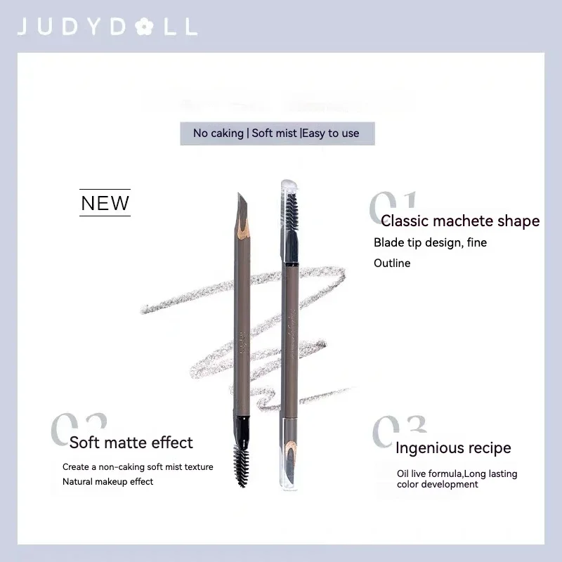 Judydoll Double Head Machete Eyebrow Pen Waterproof Long-lasting With Brush Condensed Non-fading Triangular Eye Brow Pencil
