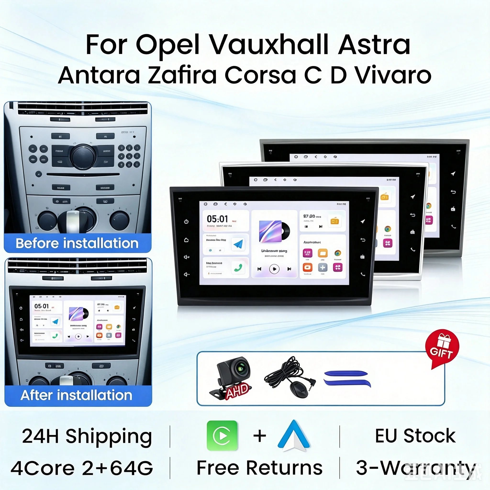 Autoradio 2Din con Schermo IPS e Sistema Intelligente per Veicoli Opel Astra H G J Zafira B Corsa C Antara Vectra Vivaro, GPS RDS BT WIFI, Lettore Multimediale Video per Auto, Disponibile in Magazzino
