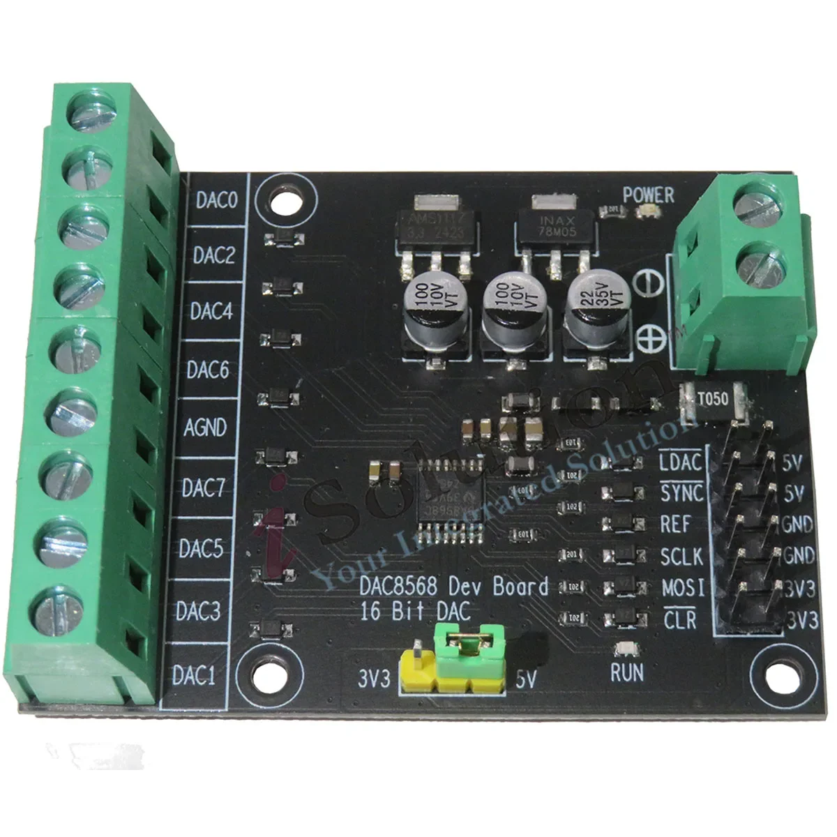 High precision DAC DAC8568 module development board with 16 bit precision and 8-channel drive capability
