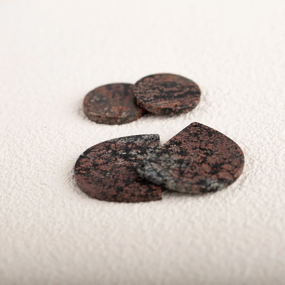 Natural Stone Snow Flake Obsidian Round Earrings Beads Fashion Jewelry Accessories For Women 34x29x3mm 6.1g