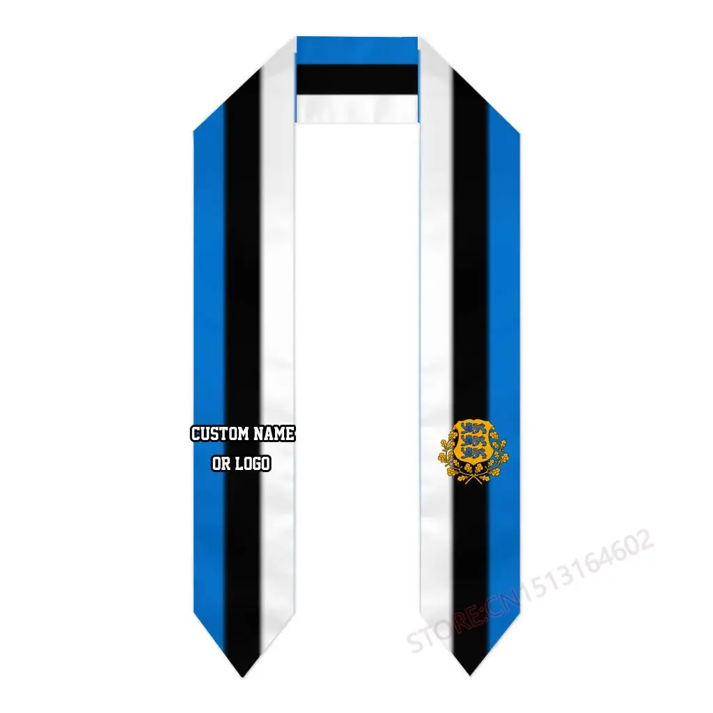 

Custom Name Or Logo Estonia Flag Scarf Graduation Stole Sash International Study Abroad Class of 2023 Shawl