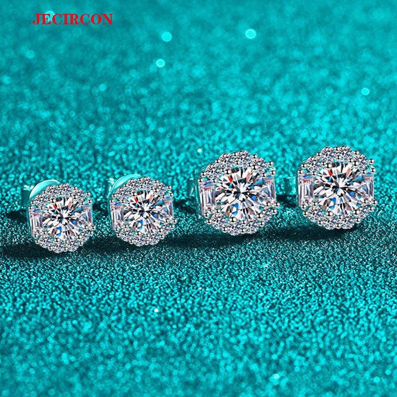 

JECIRCON Sparkling S925 Sterling Silver Moissanite Stud Earrings Female Unmatched Brilliance Stunning Sparkle for Every Occasion