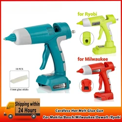 For Makita/Dewalt/Milwaukee/Bosch Ryobi 18V Li-ion Battery Cordless Hot Melt Glue Gun with 11mm Glue Sticks with Digital Display