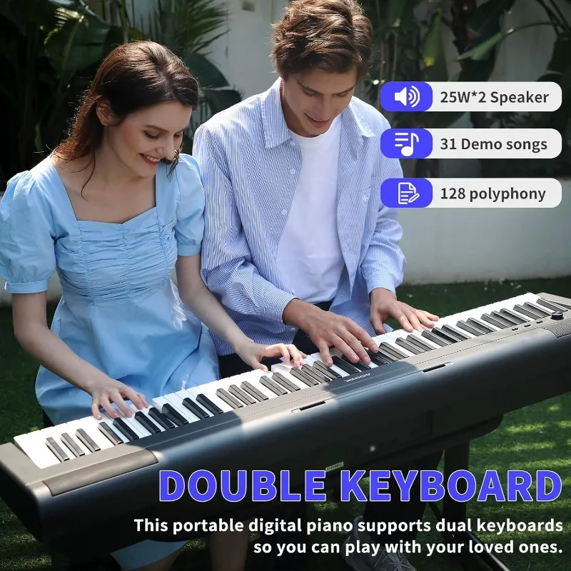 Digital Piano 88 Key Weighted keyboard Piano with Portable and stable U stand, Full Size Weighted Keyboard, with 3-Pedal U