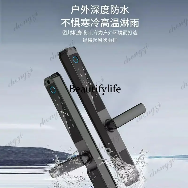 Broken bridge aluminum double-sided fingerprint password lock narrow-sided outdoor waterproof courtyard door smart lock