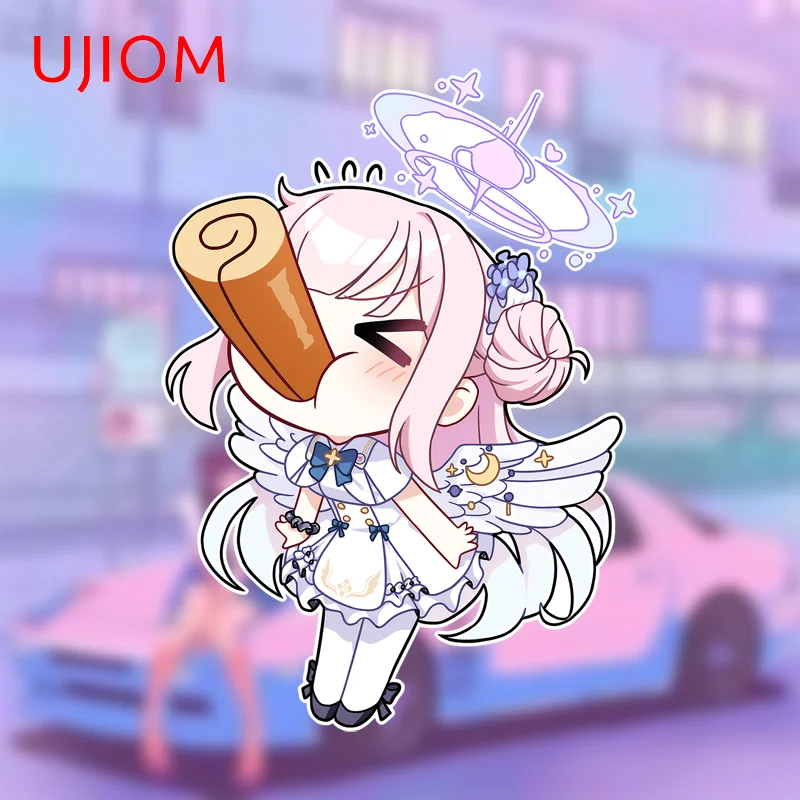 UJIOM 13cm × 9.3cm Blue Archive Mika Misono Chibi Wall Stickers Sweet Little Girl Tuya Decals Cool Living Room Decoration