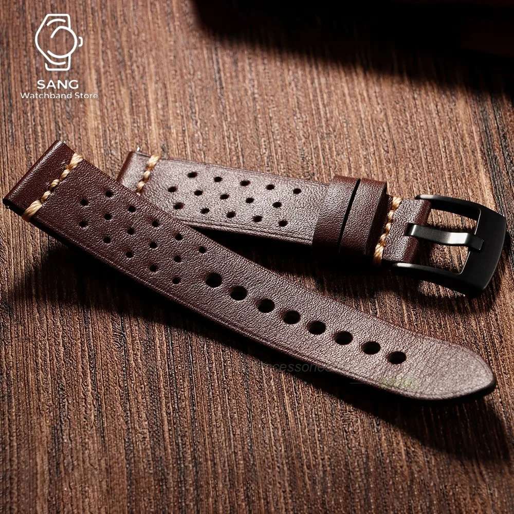 20/22mm Cowhide Leather Watch Straps for Omega for Seiko Quick Release Watchband Business Breathable Porous Bracelet Accessories