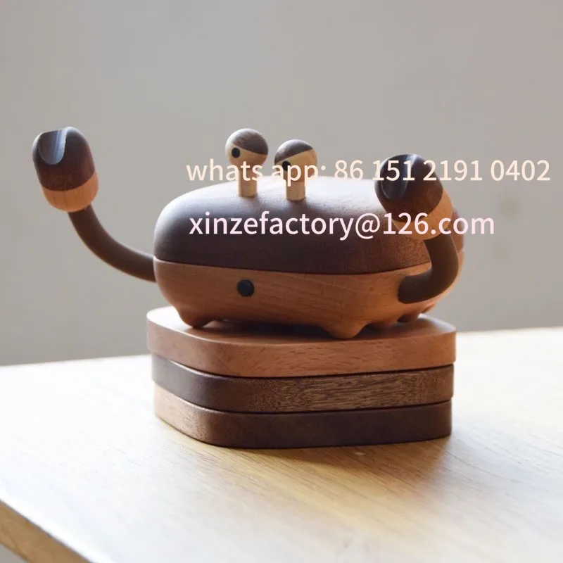 

Customizable Holder Insulation Pad Creative Wooden Desktop Small Crab Shaped Coaster Cute Solid Wood Cup Holder Household Tea