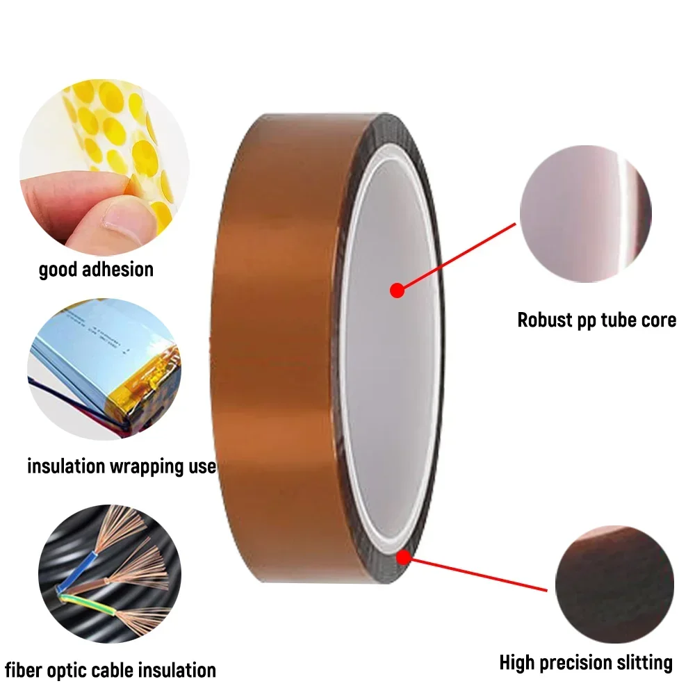 Pet Anti Static Lithium Battery Insulation Tape 3mmx33m tea color Finger High Temperature Resistant Tape Polyimide Tape