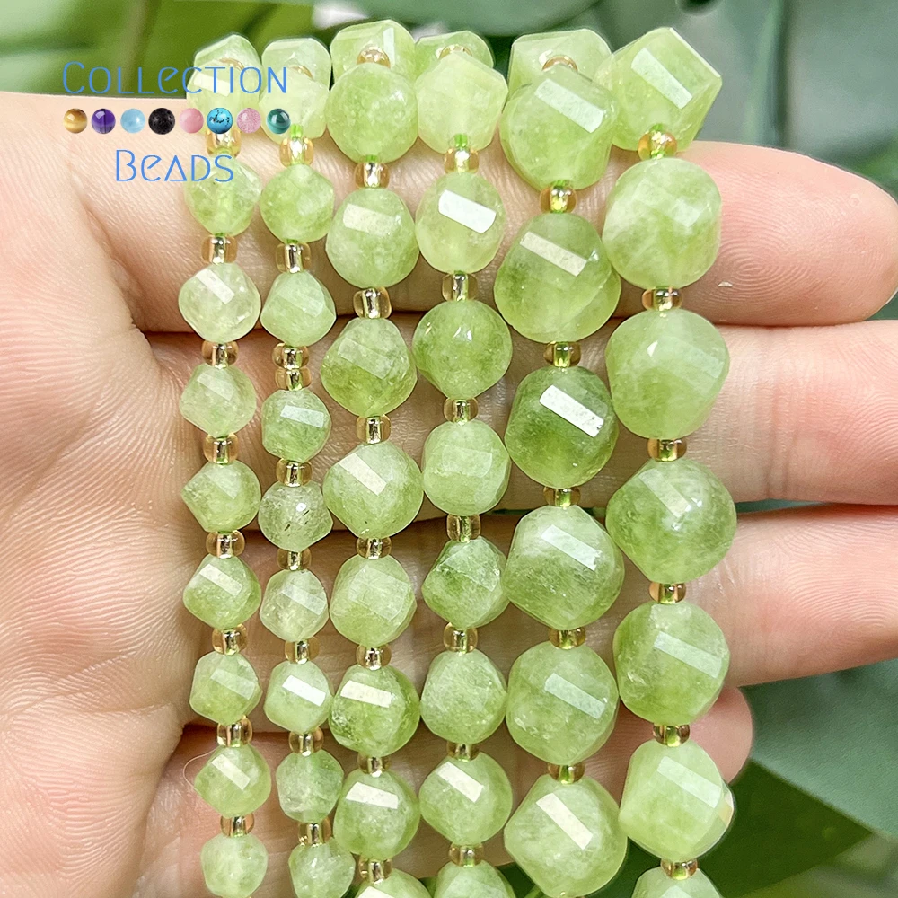 6 8 10mm Naturstein-Perlen Olivenjade Facettierte Runde Perlen Lose Perlen für Schmuckherstellung DIY Perlen-Zubehör – Detail 5