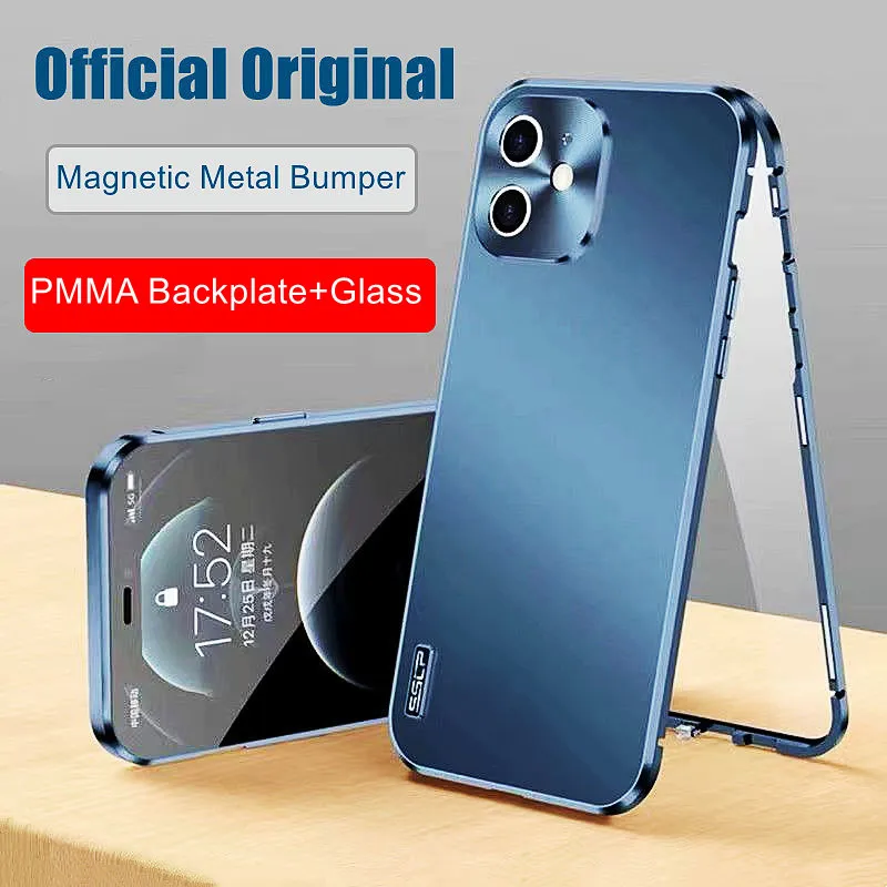 

Luxury Magnetic Metal Fame Case for iphone 13 12 Pro Max Min Case Double Sided Magnetic Adsorption Cover for iphone 13 Pro Cover