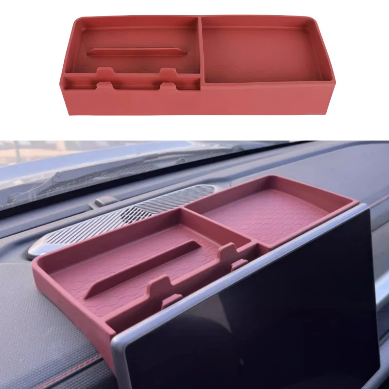 

Car Screen Rear Storage Box Fit for JETOUR Traveler T2 2025 Auto Central Control Instrument Panel ETC Silicone Pad Storage Parts