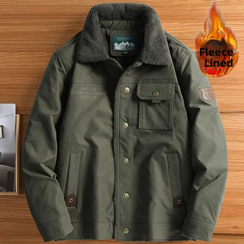 

Мужская зимняя утепленная куртка на флисовой подкладке из хлопка, теплая, ветрозащитная, морозостойкая, рабочая одежда, повседневное пальто оверсайз