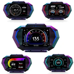 NEW Multi-function Full LCD Instrument OBD+GPS Dual System Car OBD2 GPS HUD Head Up Smart Digital Speedometer with Tester Alarm