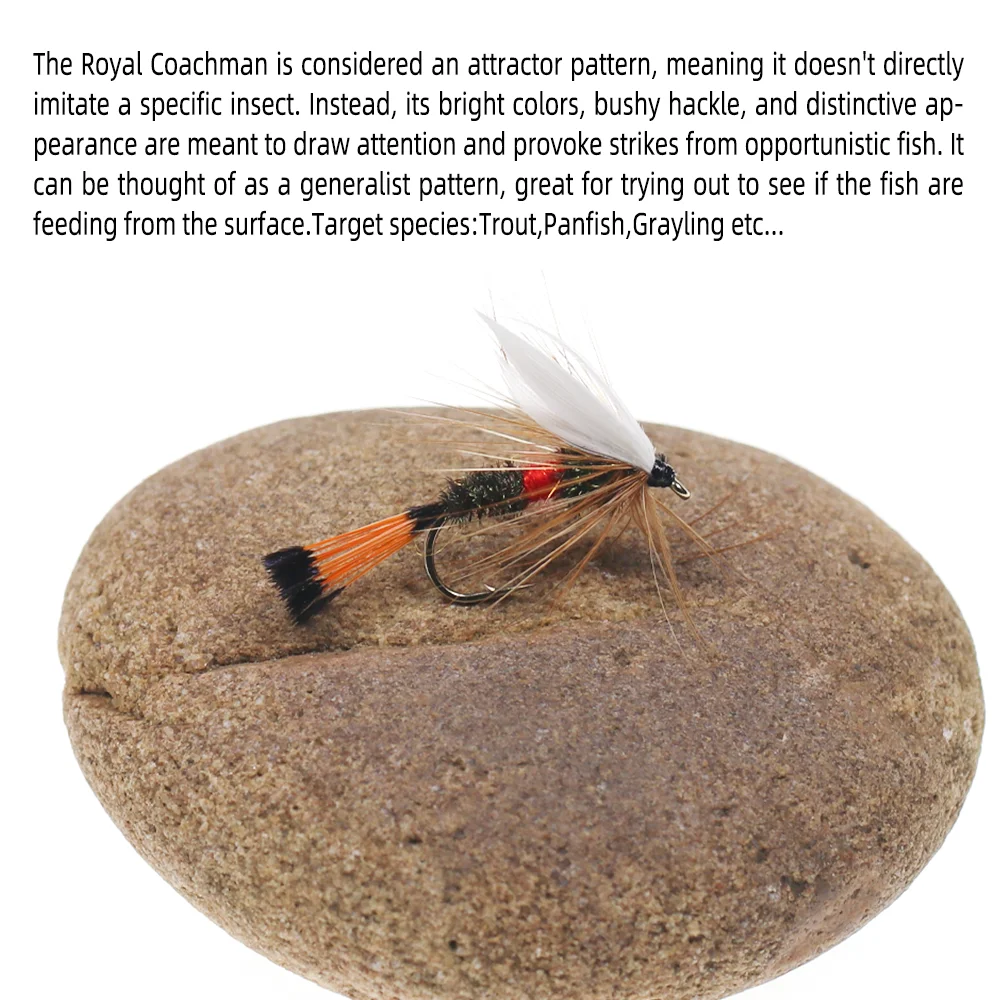 6pcs/10pcs #10 Royal Coachman Dry Fly Peacock Herl Feather Royal Wulff Barbed Fish Hook Mayfly Trout Panfish Perch Fishing Lures view 4