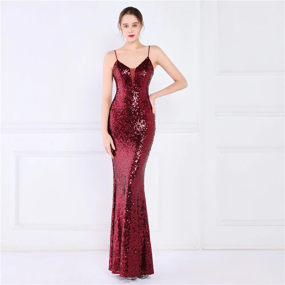 Luxury Gold Crystal Prom Dresses Mermaid Slip Long Black Sequin Boutique Wedding Bridesmaid Cocktail Prom Glitter Summer 2022