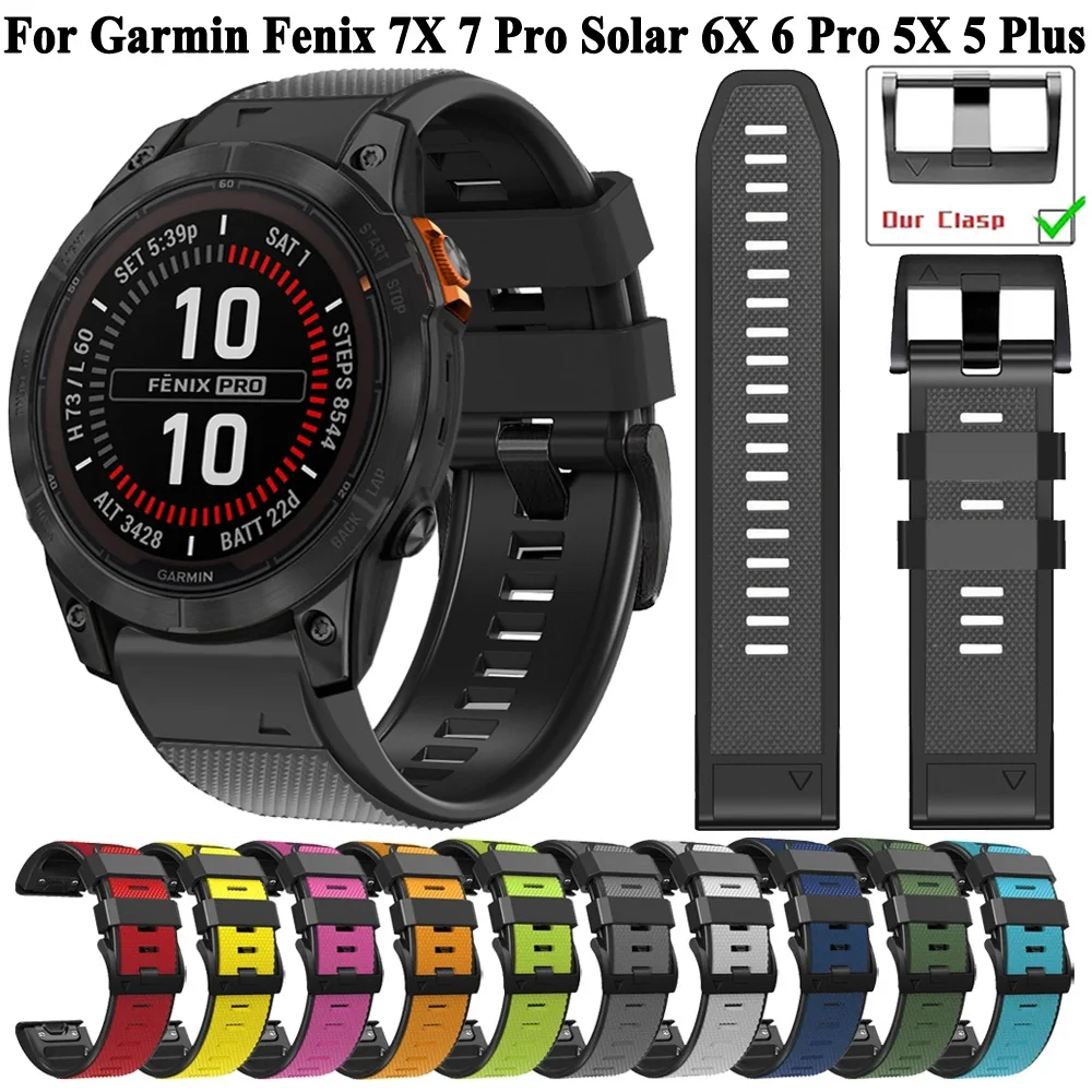 Quickfit-Correa de silicona para reloj, accesorio para Garmin Fenix 6X 6 Pro 7 7X Pro 5 5X Plus/Forerunner 945 955 965/Enduro/EPIX, 22mm y 26mm